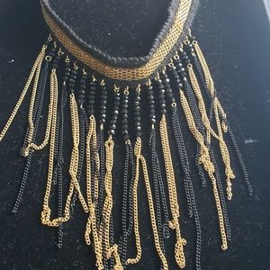 Park Lane Jewelry - Chocker with extension. Black and gold fringe Park Lane Jewelry - Chocker with extension. Black and gold fringe